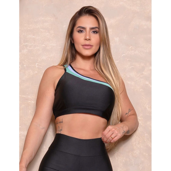 Cropped para Academia Fitness Top Uma Alça sem Bojo