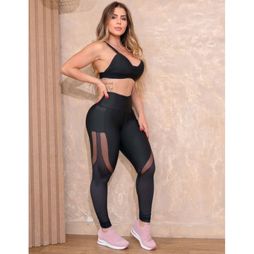 Conjunto Feminino com Calça Legging e Top com Bojo para Academia