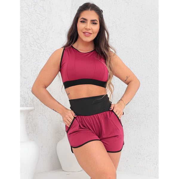 Look Esportivo   em Dry Fit Short Running com Bolsos e Cropped sem Bojo