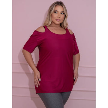 Blusa Dry Fit Feminina com Recorte nos Ombros Plus Size