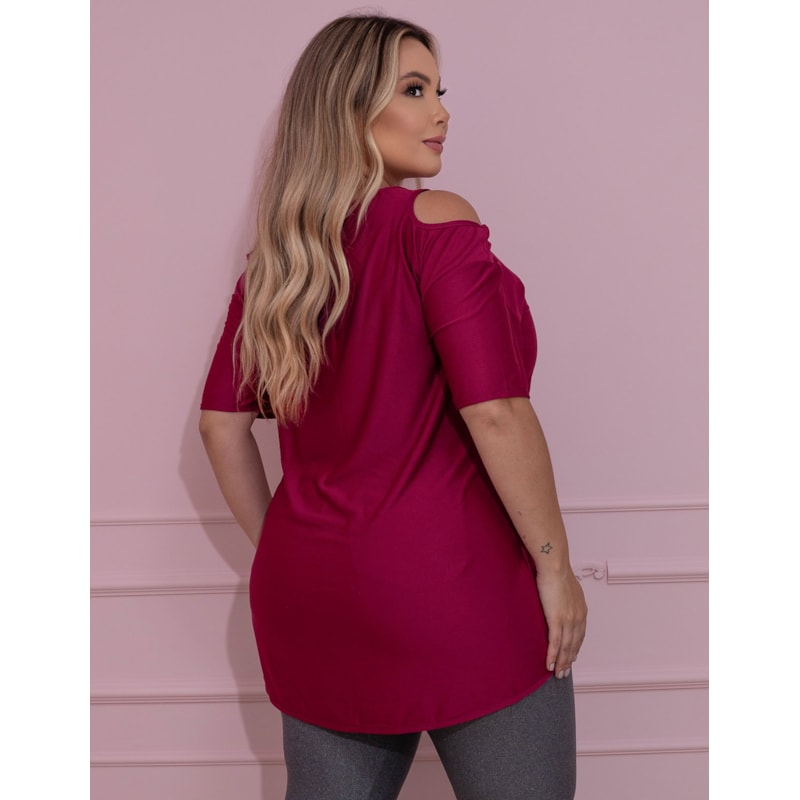 Blusa Dry Fit Feminina com Recorte nos Ombros Plus Size
