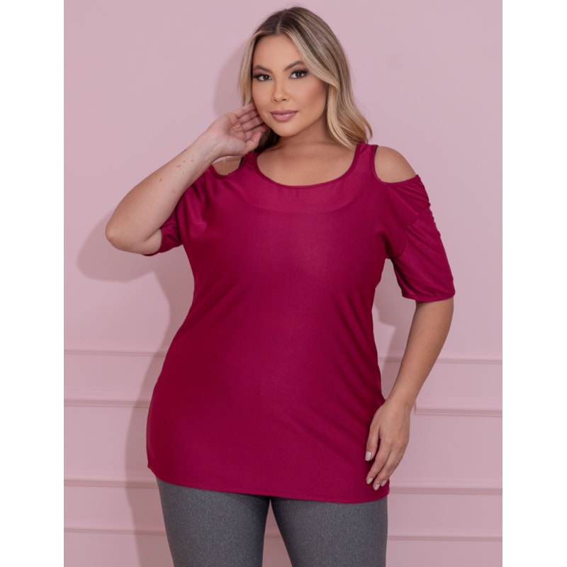 Blusa Dry Fit Feminina com Recorte nos Ombros Plus Size