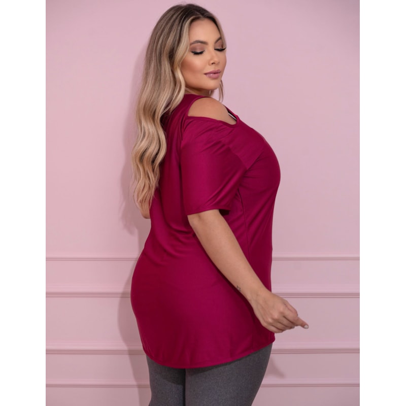 Blusa Dry Fit Feminina com Recorte nos Ombros Plus Size