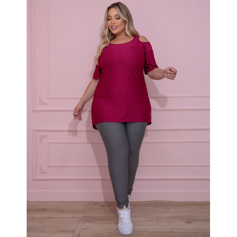 Blusa Dry Fit Feminina com Recorte nos Ombros Plus Size