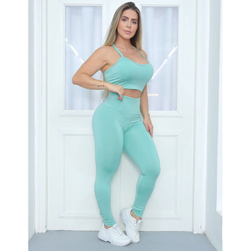 Look Feminino Colors Fitmoda com Calça Básica e Cropped com Bojo Removível