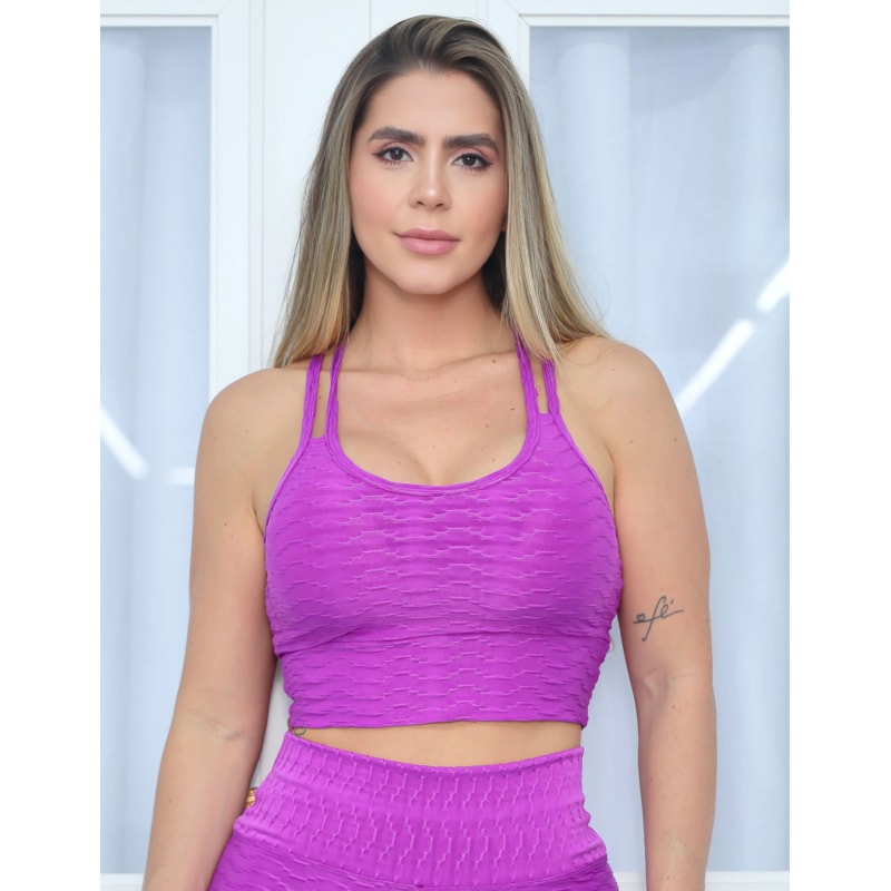 Trio Fitness Feminino Calça Legging Short Cintura Alta e Top Alcinha Bojo Removível