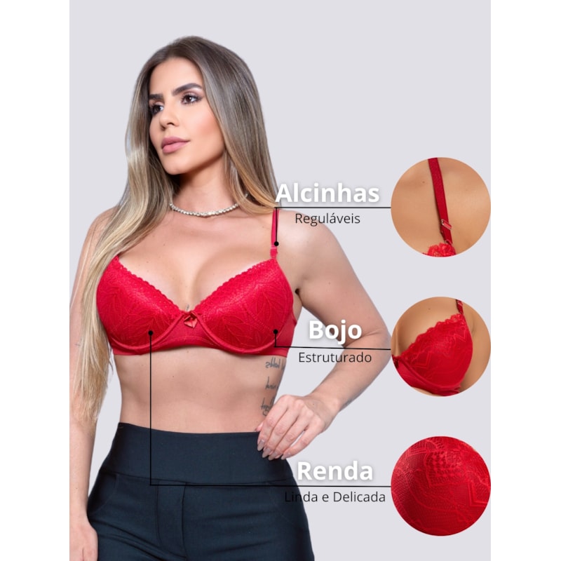 Sutiã com Bojo de Renda Linha Luxo Conforto