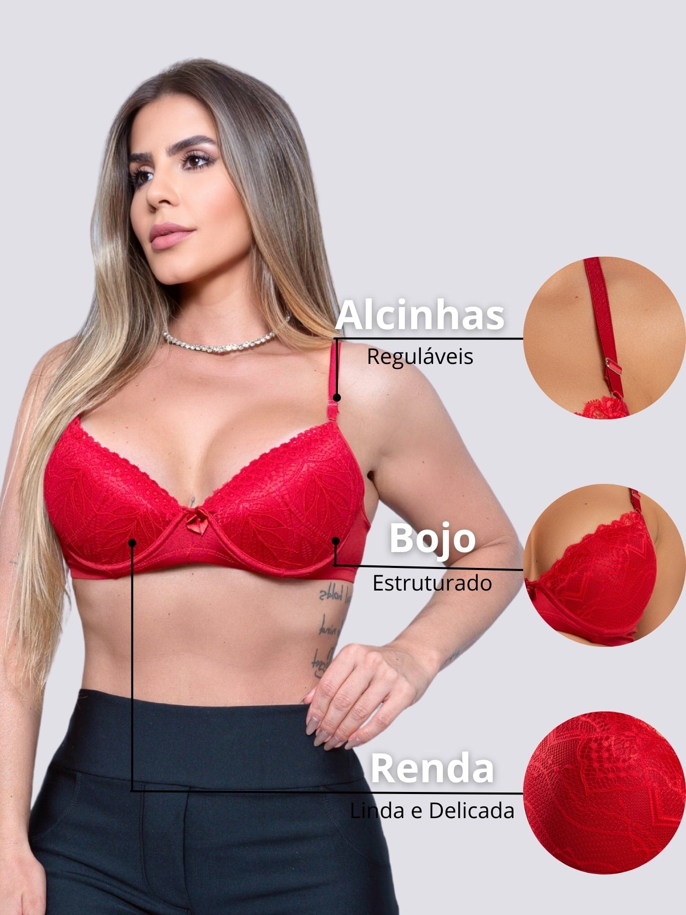 Sutiã com Bojo de Renda Linha Luxo Conforto