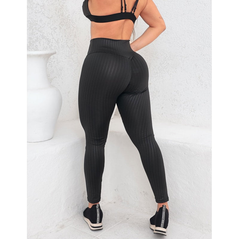 Calça Legging Feminina Empina Bumbum Fitness em Cirrê Texturizado