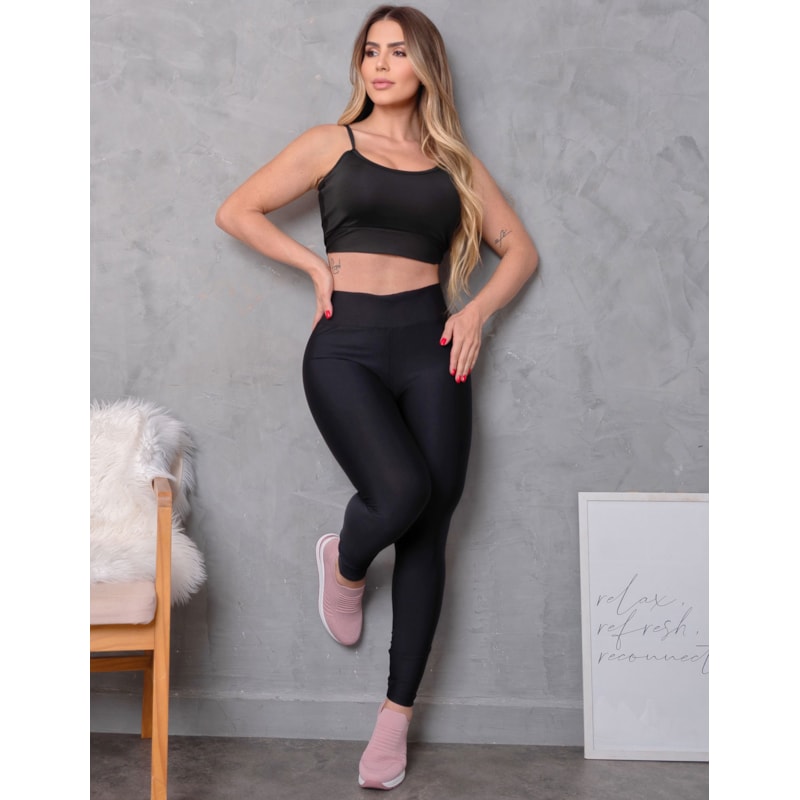 Conjunto Fitness Feminino com Legging Antitransparente e Top com Bojo