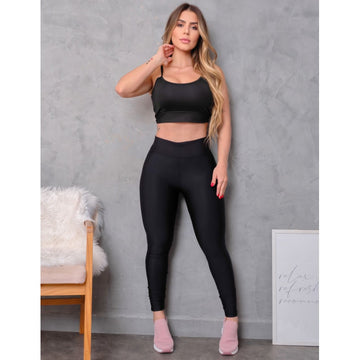 Conjunto Fitness Feminino com Legging Antitransparente e Top com Bojo