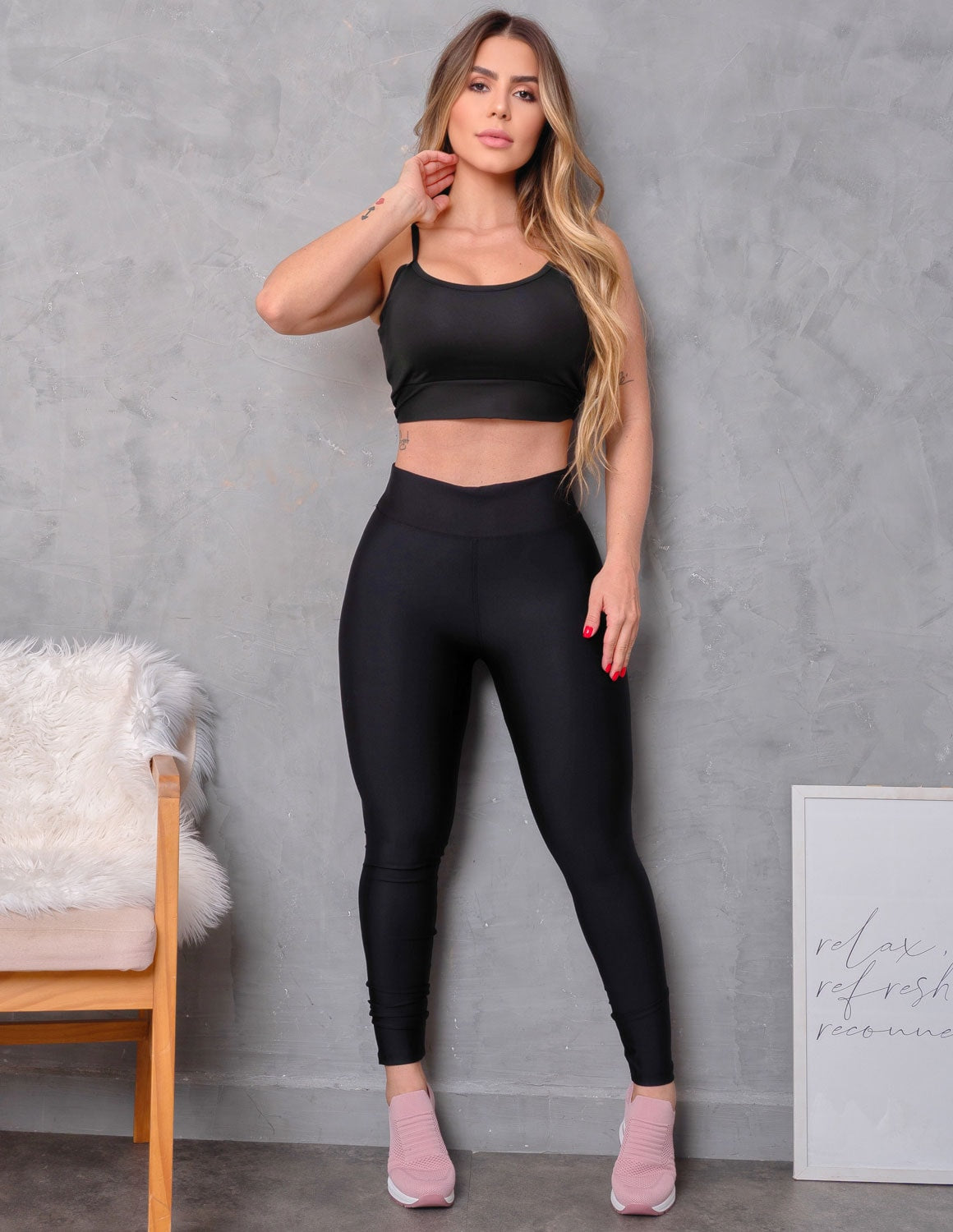 Calça Legging Fitness Feminina com Cós Alto e Zero Transparência