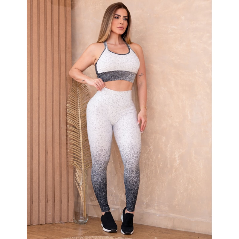 Conjunto Academia Fitness Feminino Degrade Calça Legging e Top com Bojo Removível