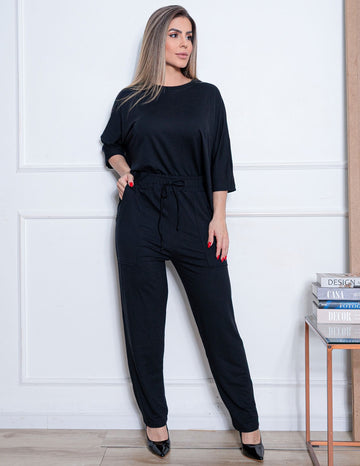 Conjunto Casual Chic Feminino Moletinho de Viscose Premium com Bolsos Laterais