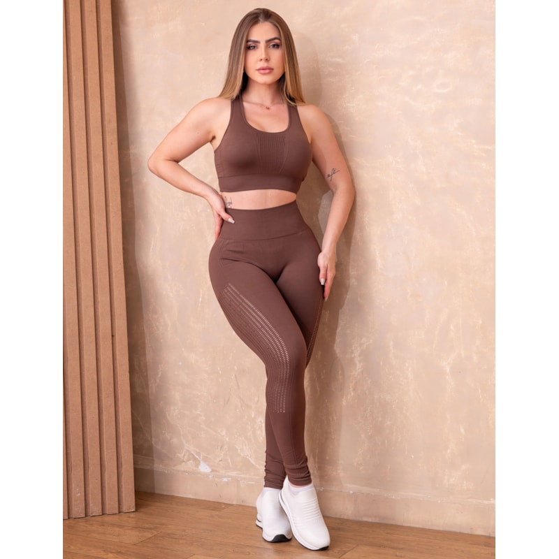 Conjunto Fitness de Poliamida Premium Zero Transparência com Design Moderno a Laser