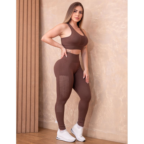 Conjunto Fitness de Poliamida Premium Zero Transparência com Design Moderno a Laser