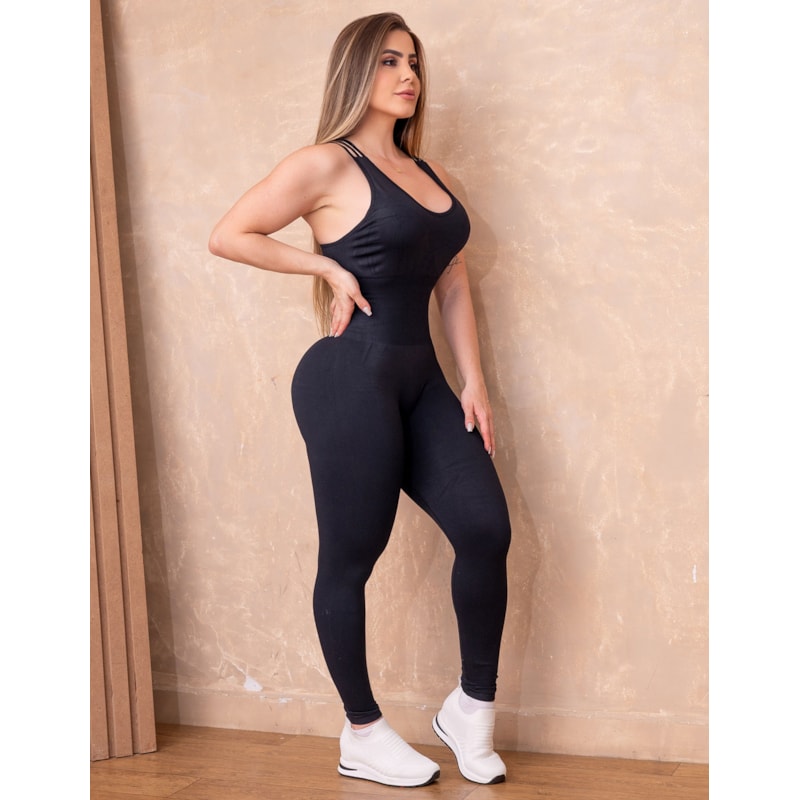 Macacão Fitness Feminino em Poliamida Strappy sem Costura