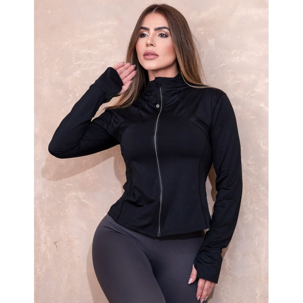 Casaco Feminino Esportivo Academia com Zíper Dry Fit de Poliamida