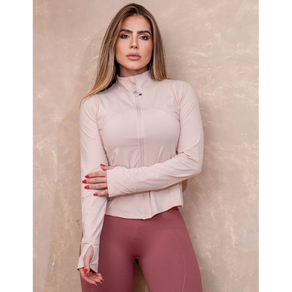 Casaco Feminino Fitness Dry Fit Seca RápidoCom Zíper e Punho