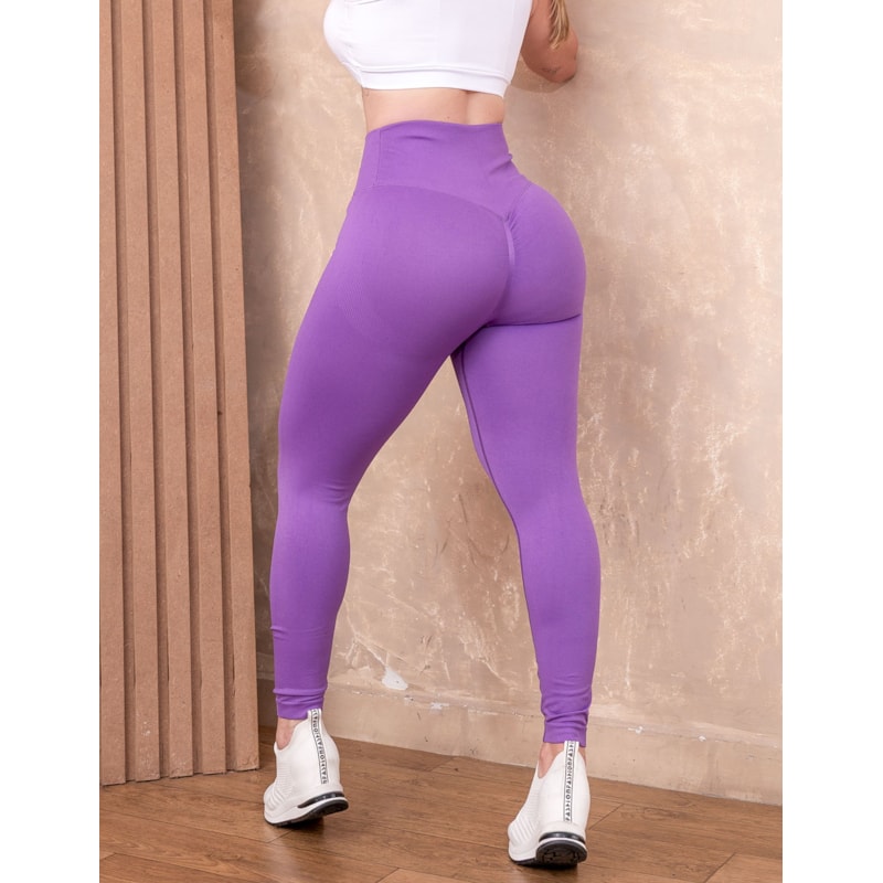 Calça Esportiva em Poliamida sem Costura Empina Bumbum com Cós Transpassado
