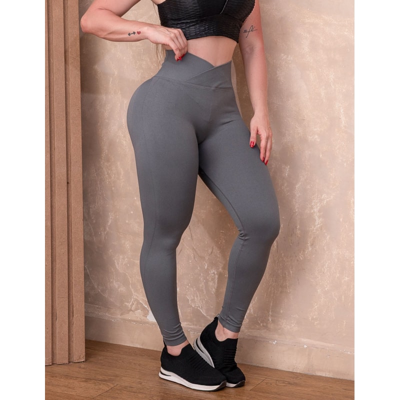 Calça Legging para Academia em Poliamida Levanta Bumbum Cós Transpassado