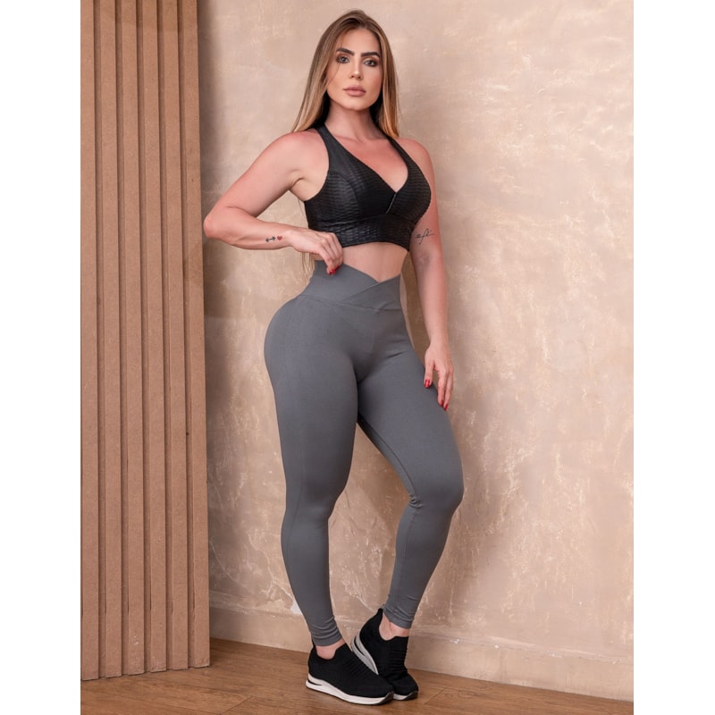 Calça Legging para Academia em Poliamida Levanta Bumbum Cós Transpassado