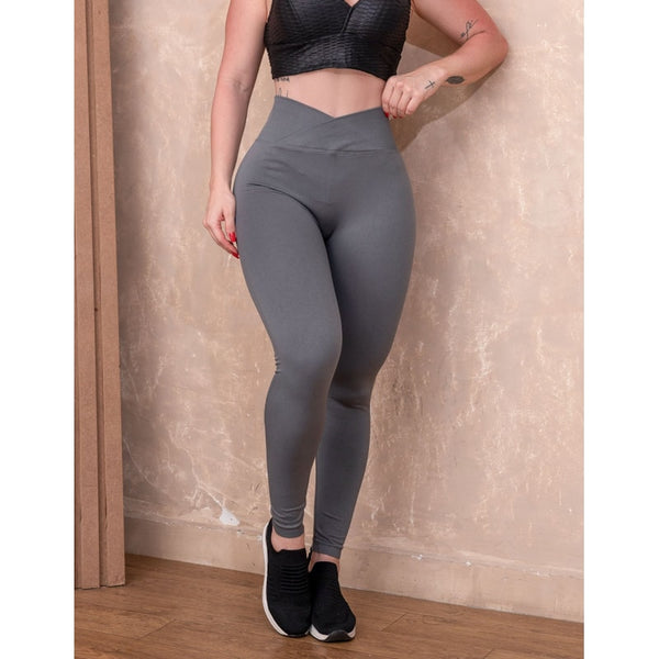 Calça Legging para Academia em Poliamida Levanta Bumbum Cós Transpassado