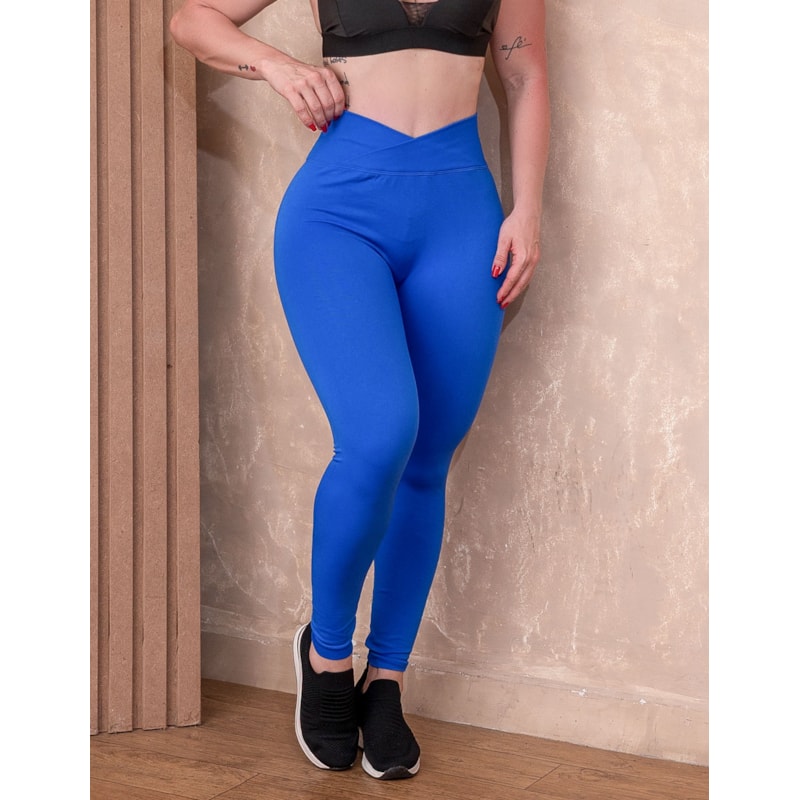 Legging Fitness com Cós em V para Treino Poliamida sem Costura