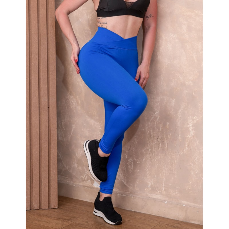 Legging Fitness com Cós em V para Treino Poliamida sem Costura