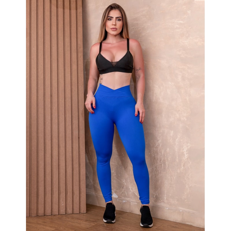 Legging Fitness com Cós em V para Treino Poliamida sem Costura