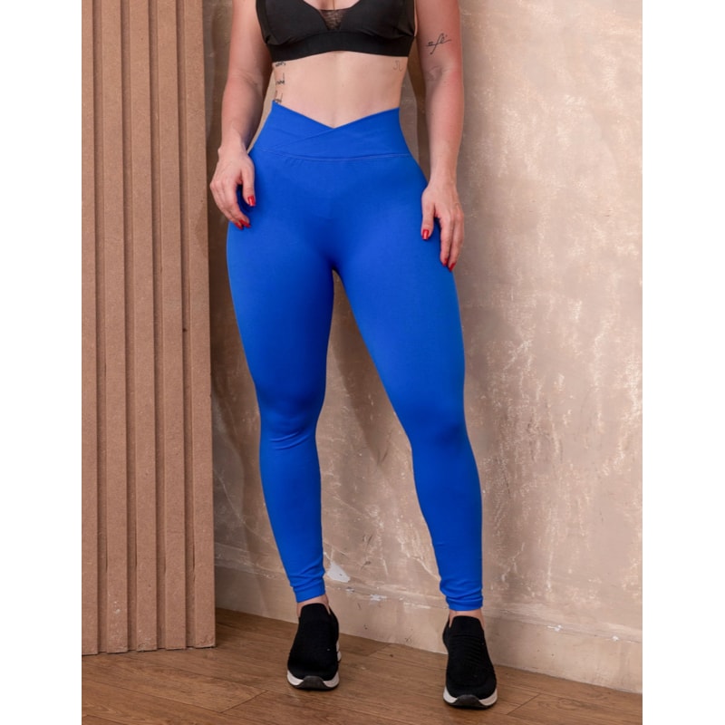 Legging Fitness com Cós em V para Treino Poliamida sem Costura