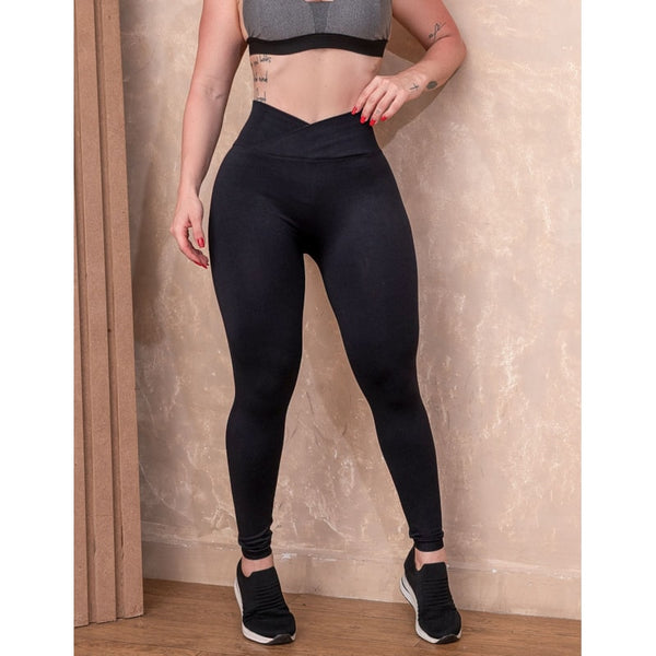 Legging Fitness em Poliamida Empina Bumbum com Cós Transpassado