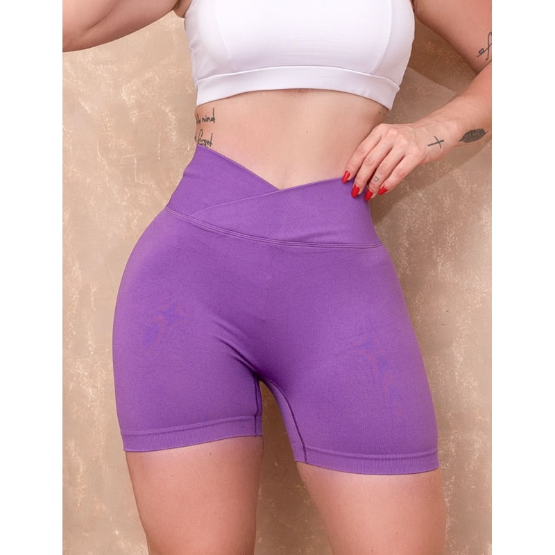 Short Esportivo Zero Transparência em Poliamida com Cós Transpassado que Valoriza o Bumbum