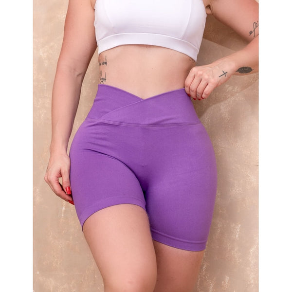 Short Esportivo Zero Transparência em Poliamida com Cós Transpassado que Valoriza o Bumbum