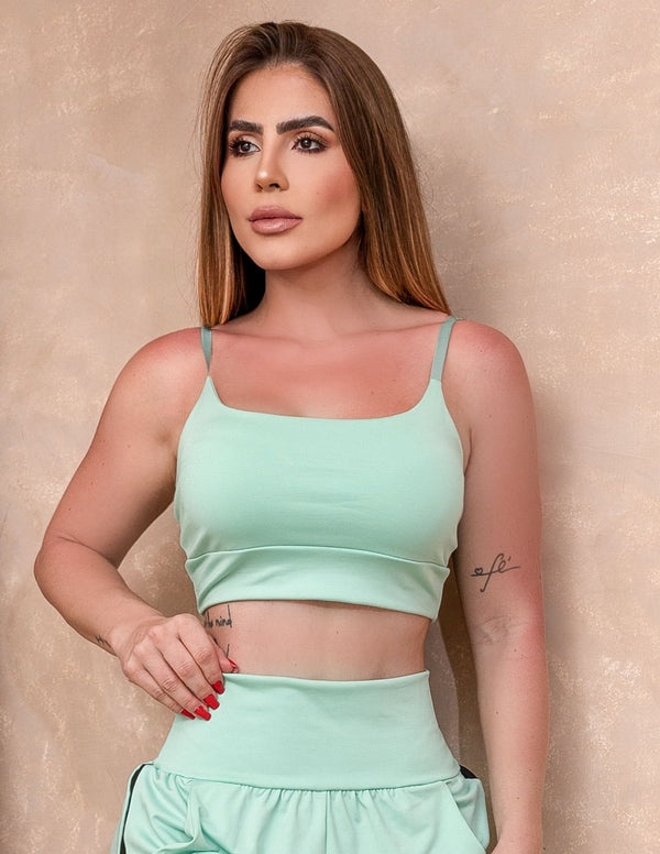 Cropped Conforto Total Feminino com Bojo e Alças Reguláveis Esportivo