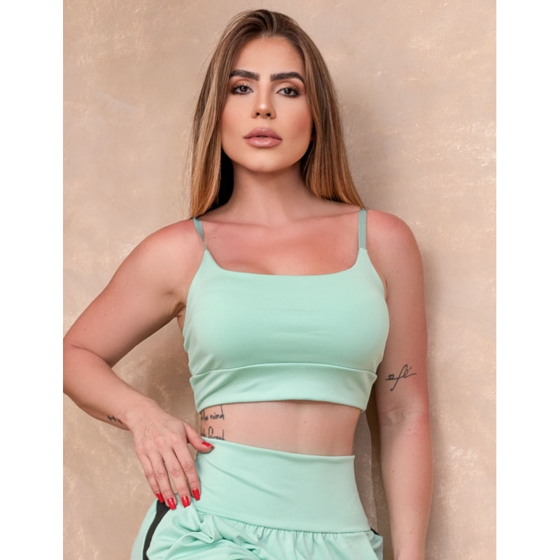 Cropped Conforto Total Feminino com Bojo e Alças Reguláveis Esportivo