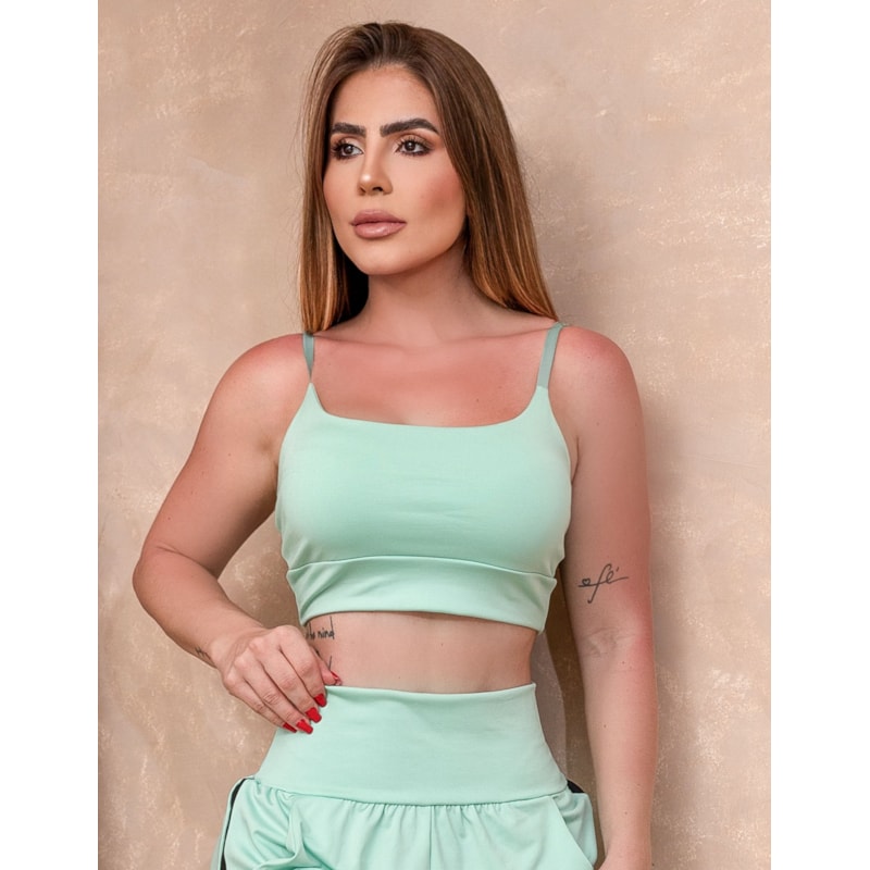 Cropped Conforto Total Feminino com Bojo e Alças Reguláveis Esportivo