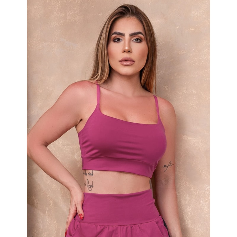 Cropped de Academia Feminino com Bojo Removível e Regulagem nas Alças