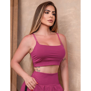 Cropped de Academia Feminino com Bojo Removível e Regulagem nas Alças