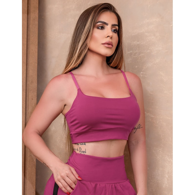 Cropped de Academia Feminino com Bojo Removível e Regulagem nas Alças