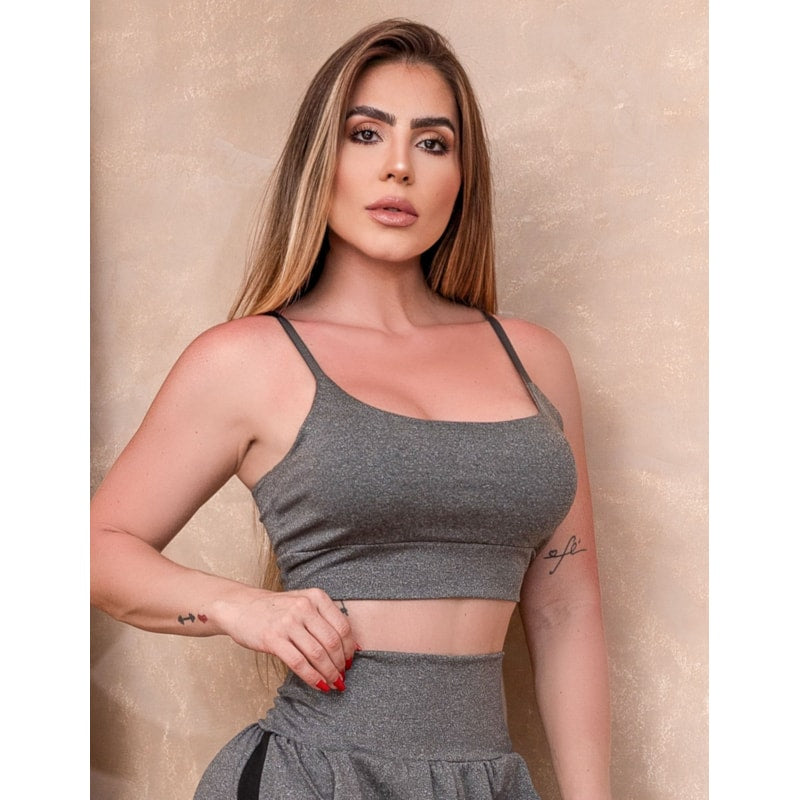 Cropped para Treino com Bojo Removível e Ajuste nas Alças