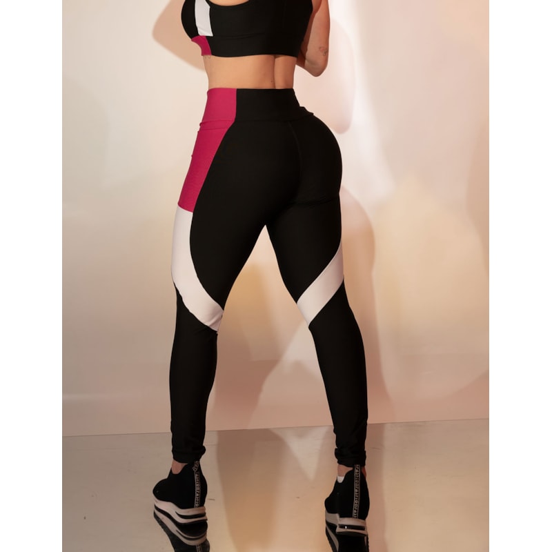 Calça Feminina Fitness Recortes Estratégicos com Bolsos