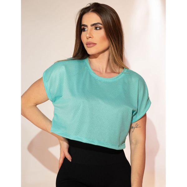 Cropped Tela Soltinha Fitness Feminina para Academia