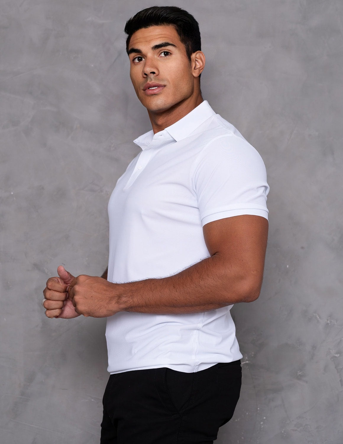 Camisa Polo Masculina em Seda Gelado Confortavel Casual