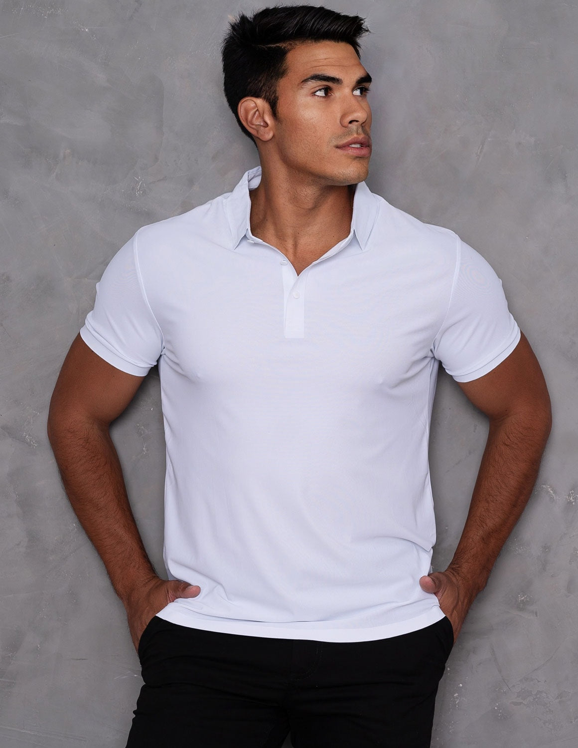 Camisa Polo Masculina em Seda Gelado Confortavel Casual