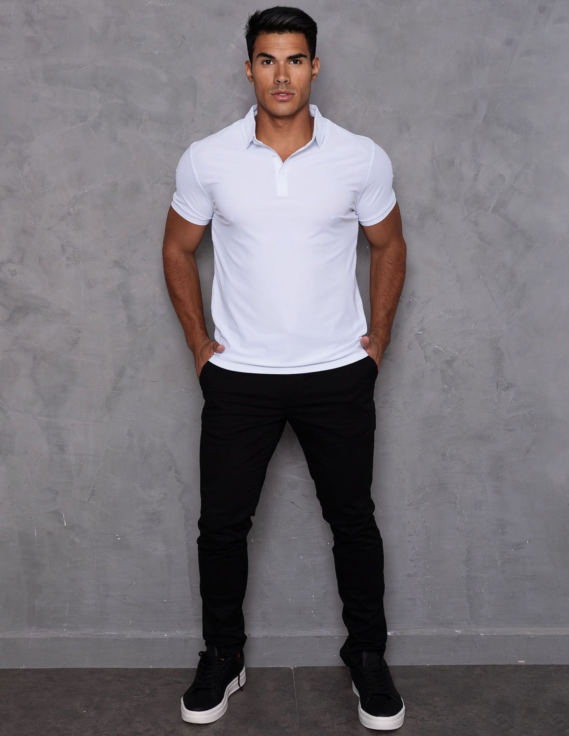 Camisa Polo Masculina em Seda Gelado Confortavel Casual