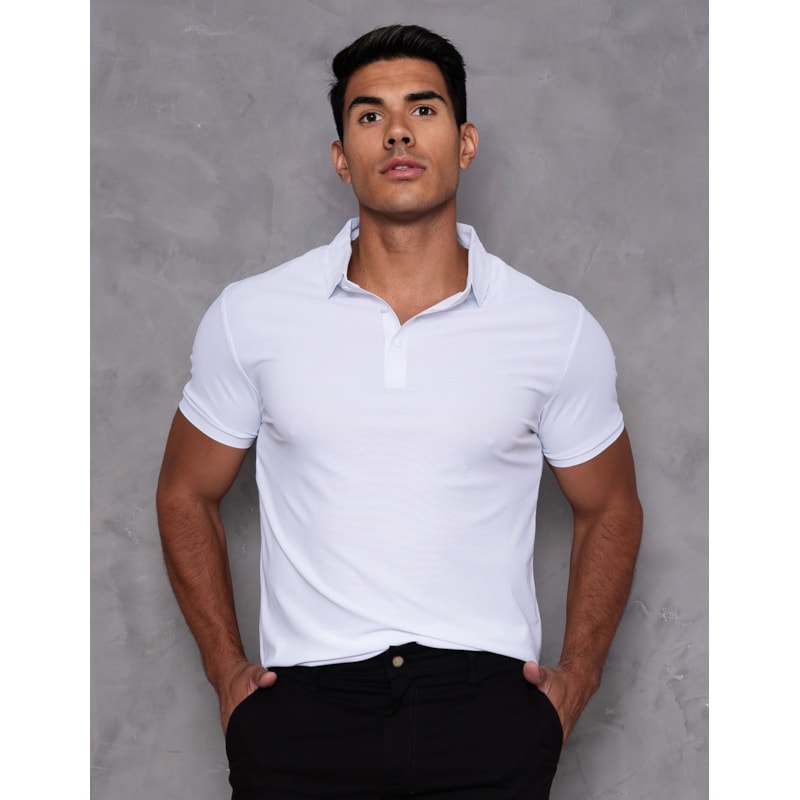 Camisa Polo Masculina em Seda Gelado Confortavel Casual