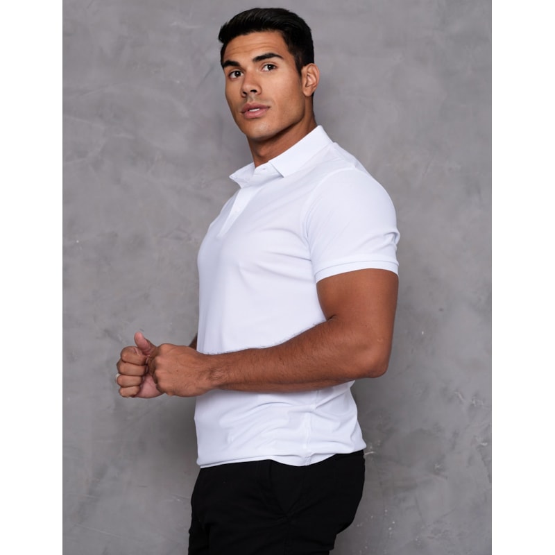 Camisa Polo Masculina em Seda Gelado Confortavel Casual