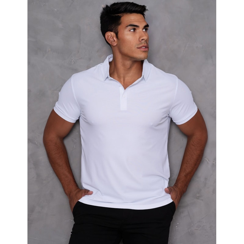 Camisa Polo Masculina em Seda Gelado Confortavel Casual