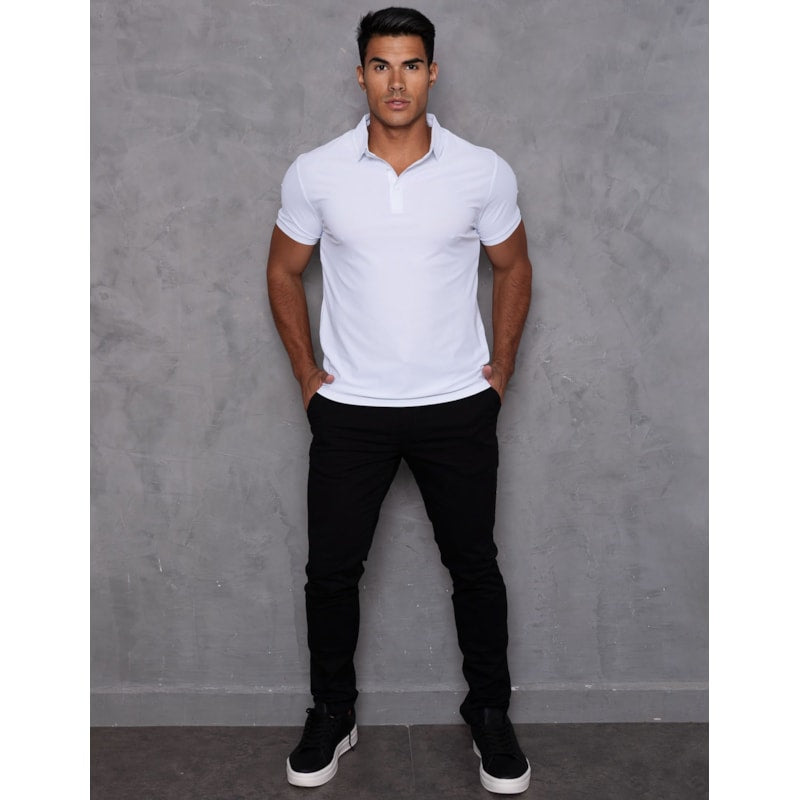 Camisa Polo Masculina em Seda Gelado Confortavel Casual